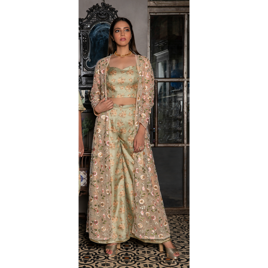 FLORAL CAPE WITH PALAZZO SET