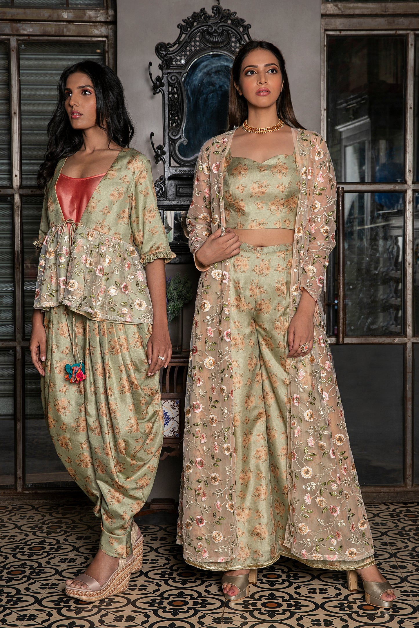 SHORT JACKET AND DHOTI PANT SET