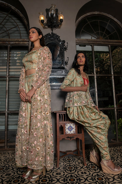 FLORAL CAPE WITH PALAZZO SET