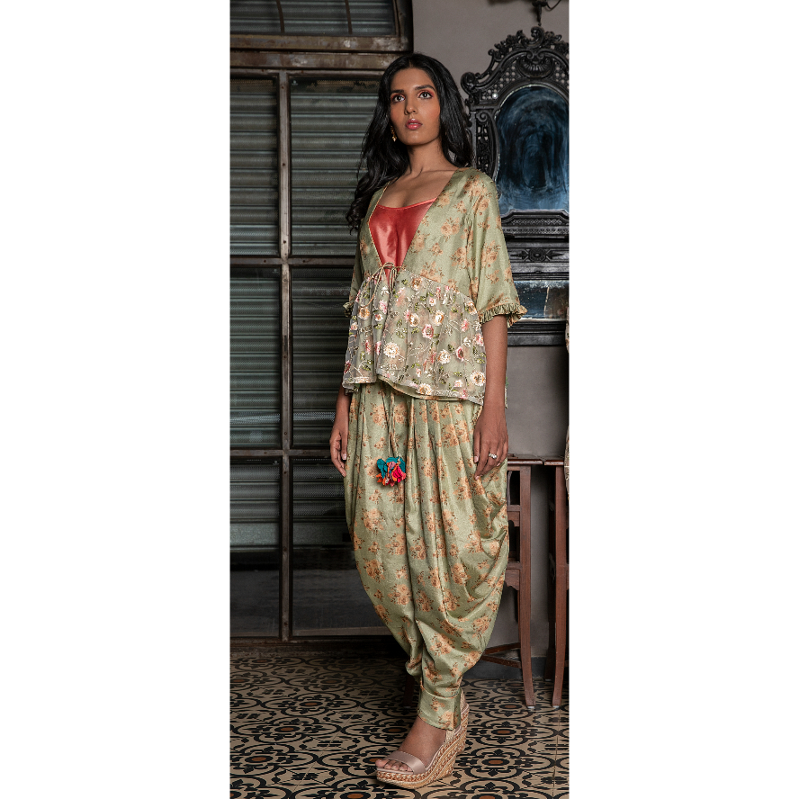 SHORT JACKET AND DHOTI PANT SET
