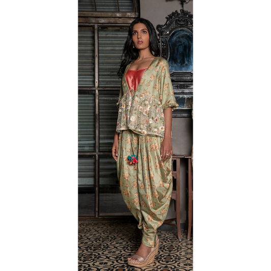SHORT JACKET AND DHOTI PANT SET