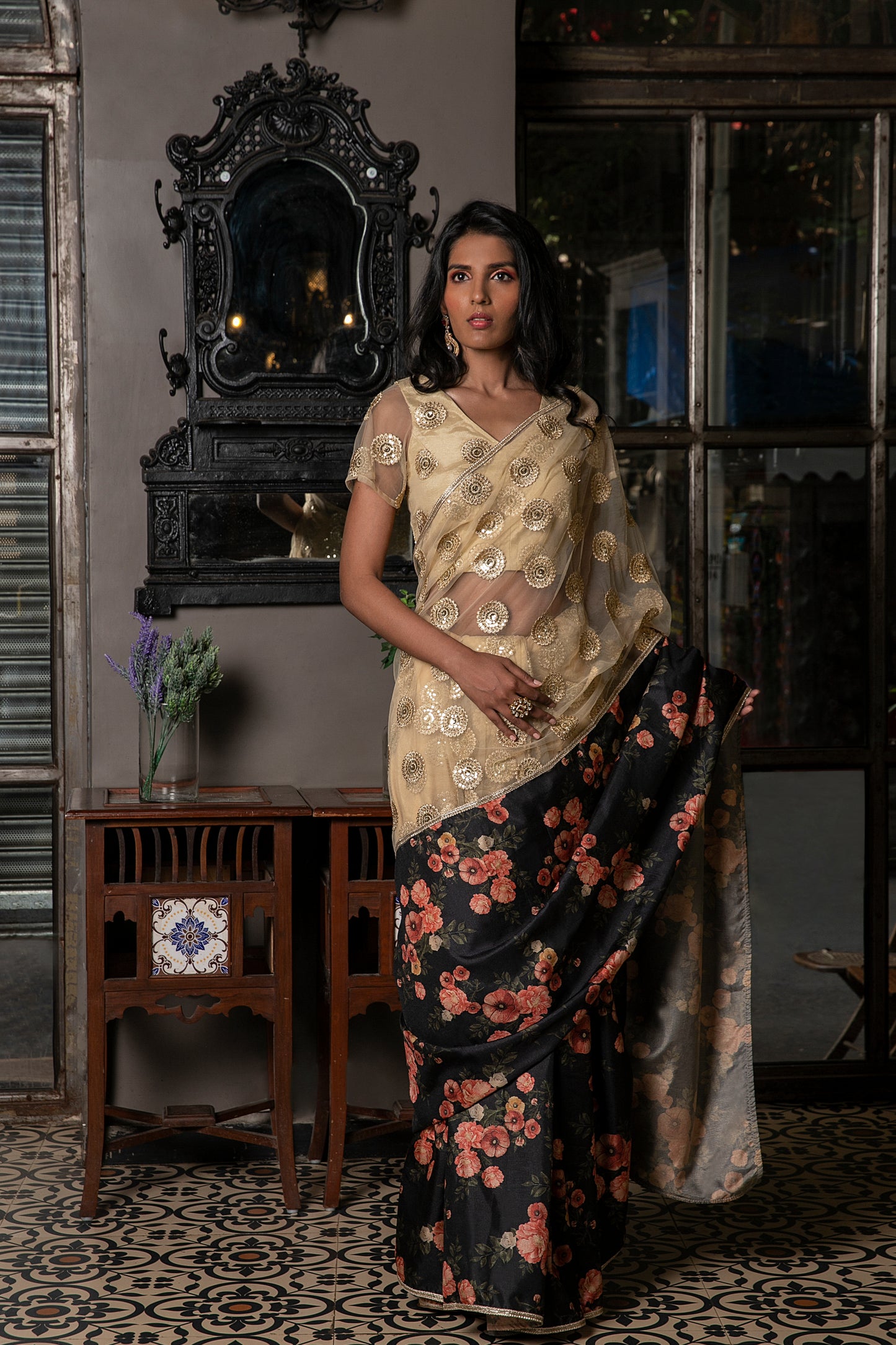 HALF AND HALF SAREE