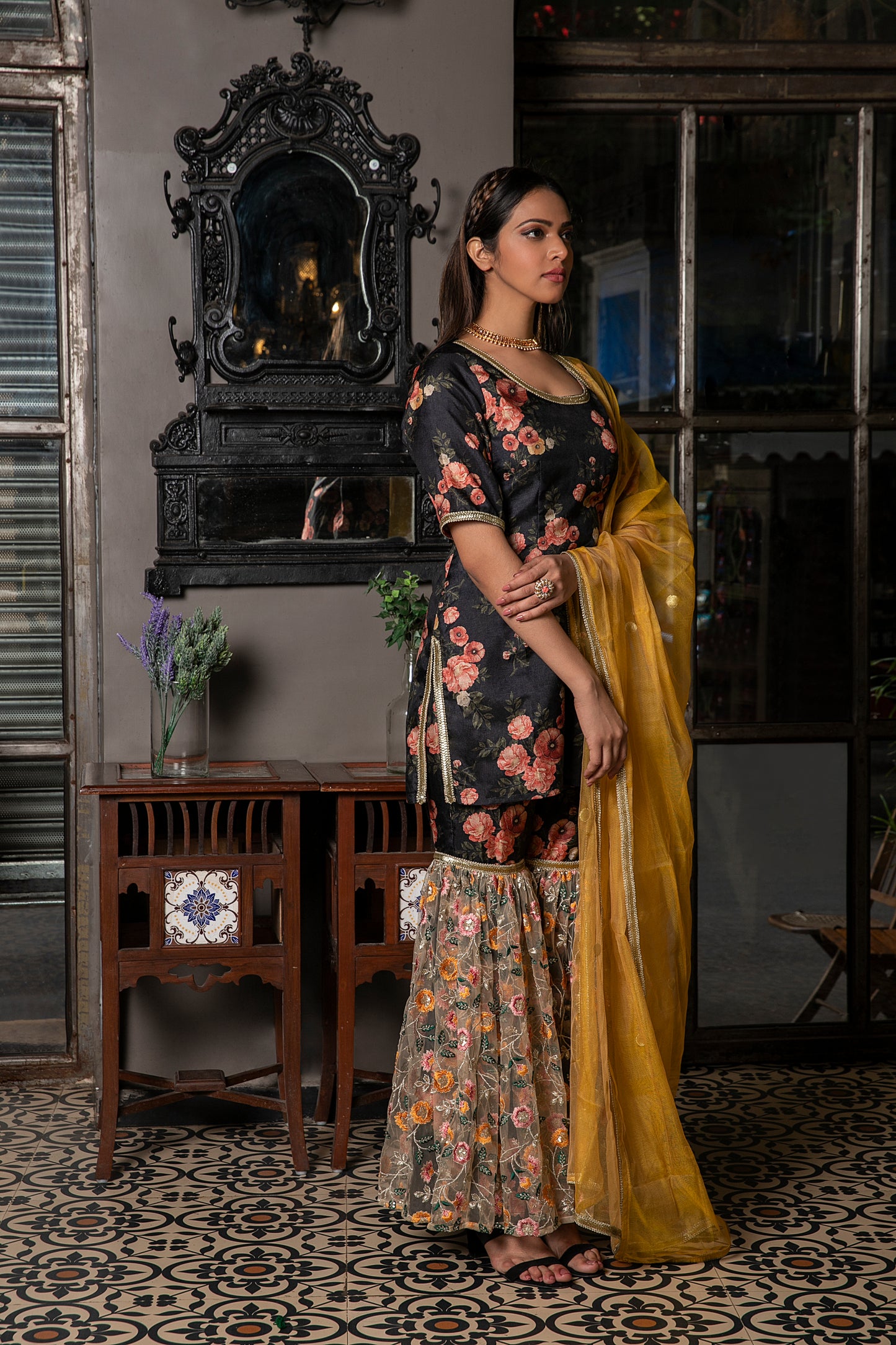HEAVY FLORAL SHARARA SET