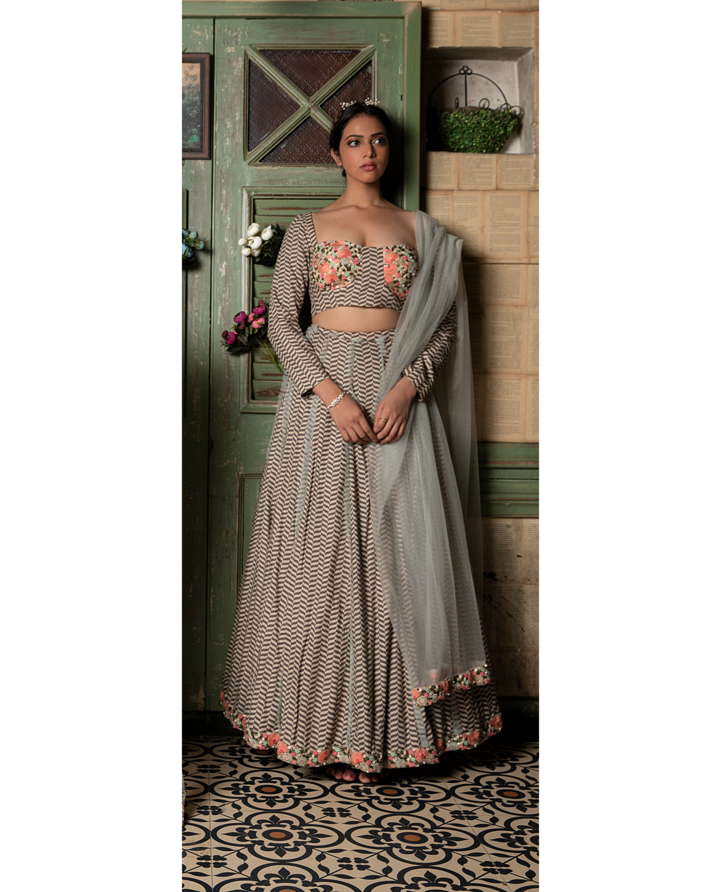 QUIRKY GEO PRINT LEHENGA SET