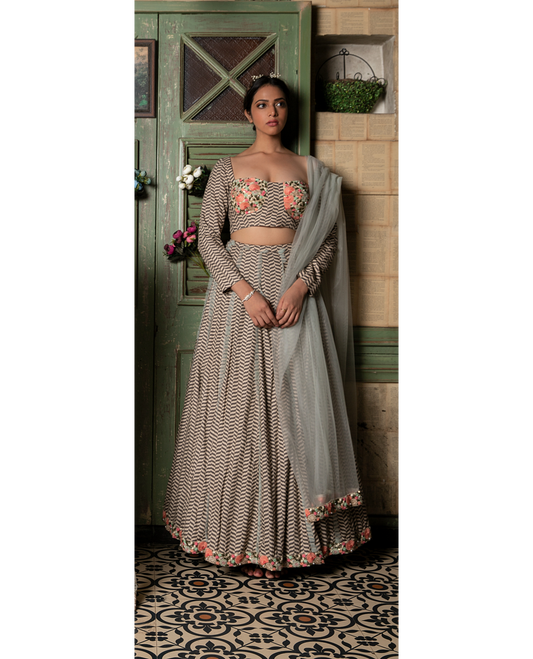 QUIRKY GEO PRINT LEHENGA SET