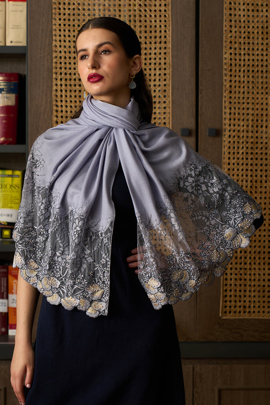 DAINTY PETALS EMBROIDERED STOLE