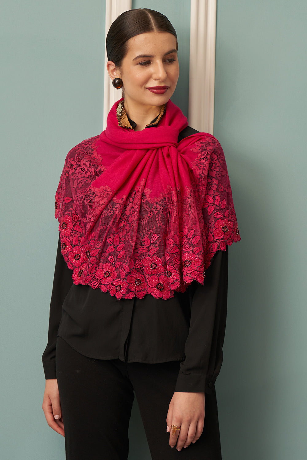 FLORAL INSET EMBROIDERED STOLE