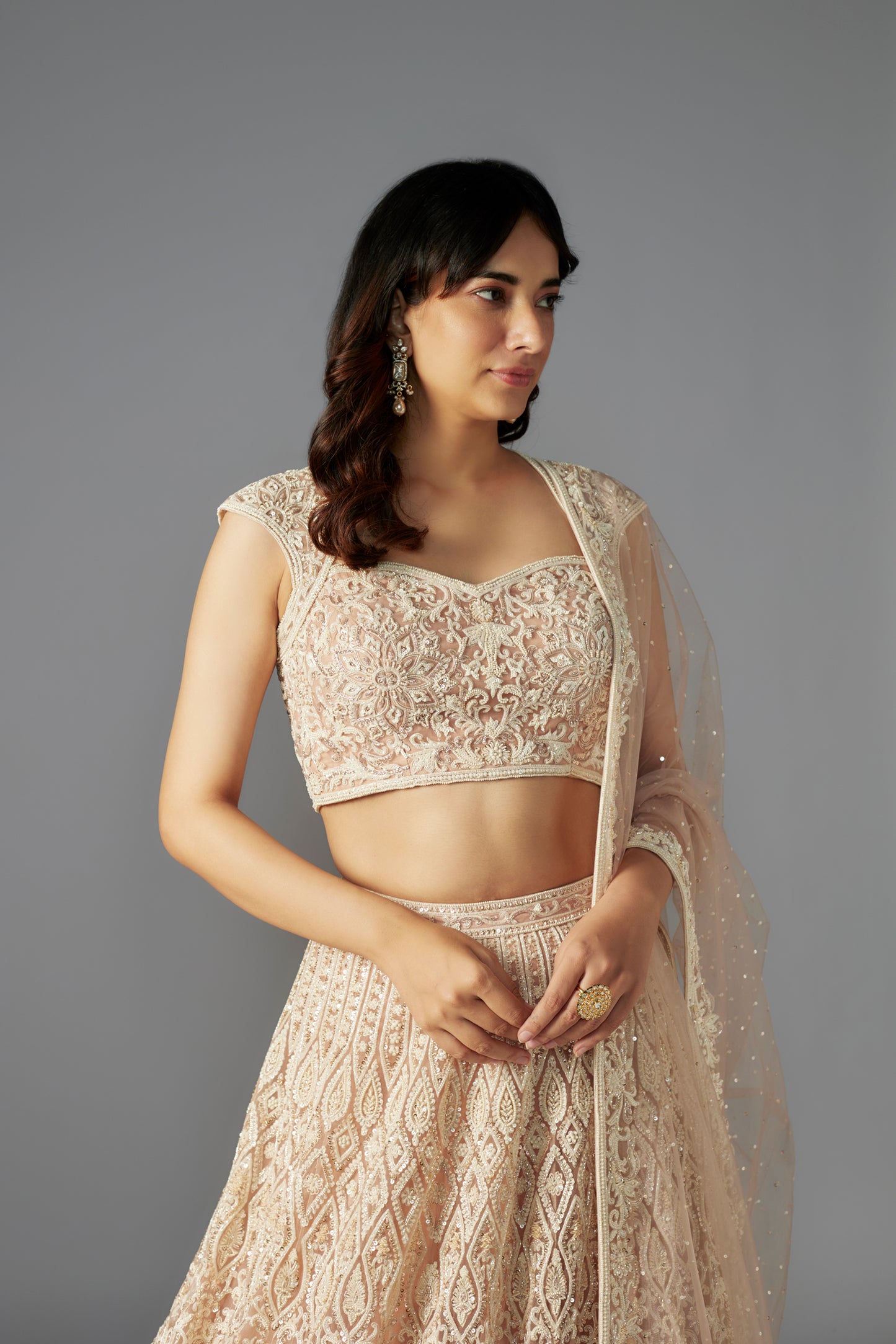 NUDE LEHENGA SET