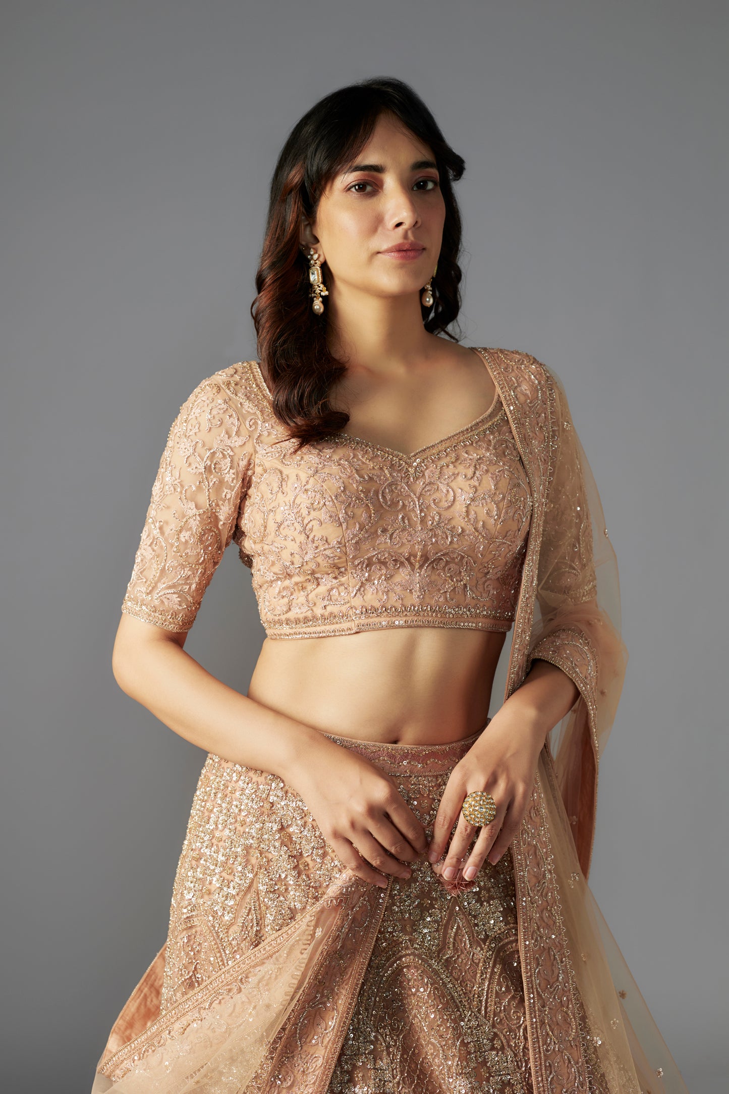 NUDE LEHENGA SET