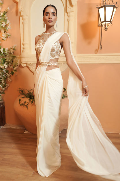 IVORY DRAPE SAREE