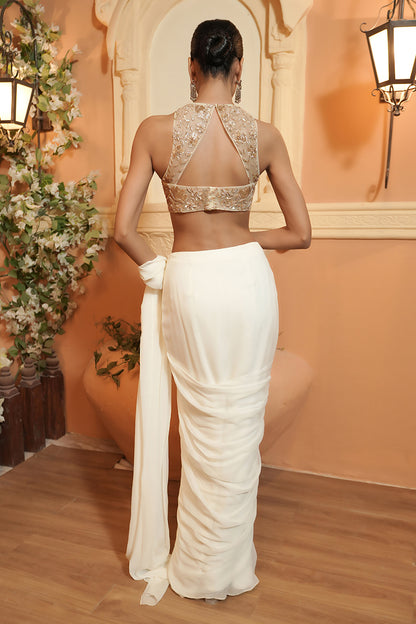 IVORY DRAPE SAREE