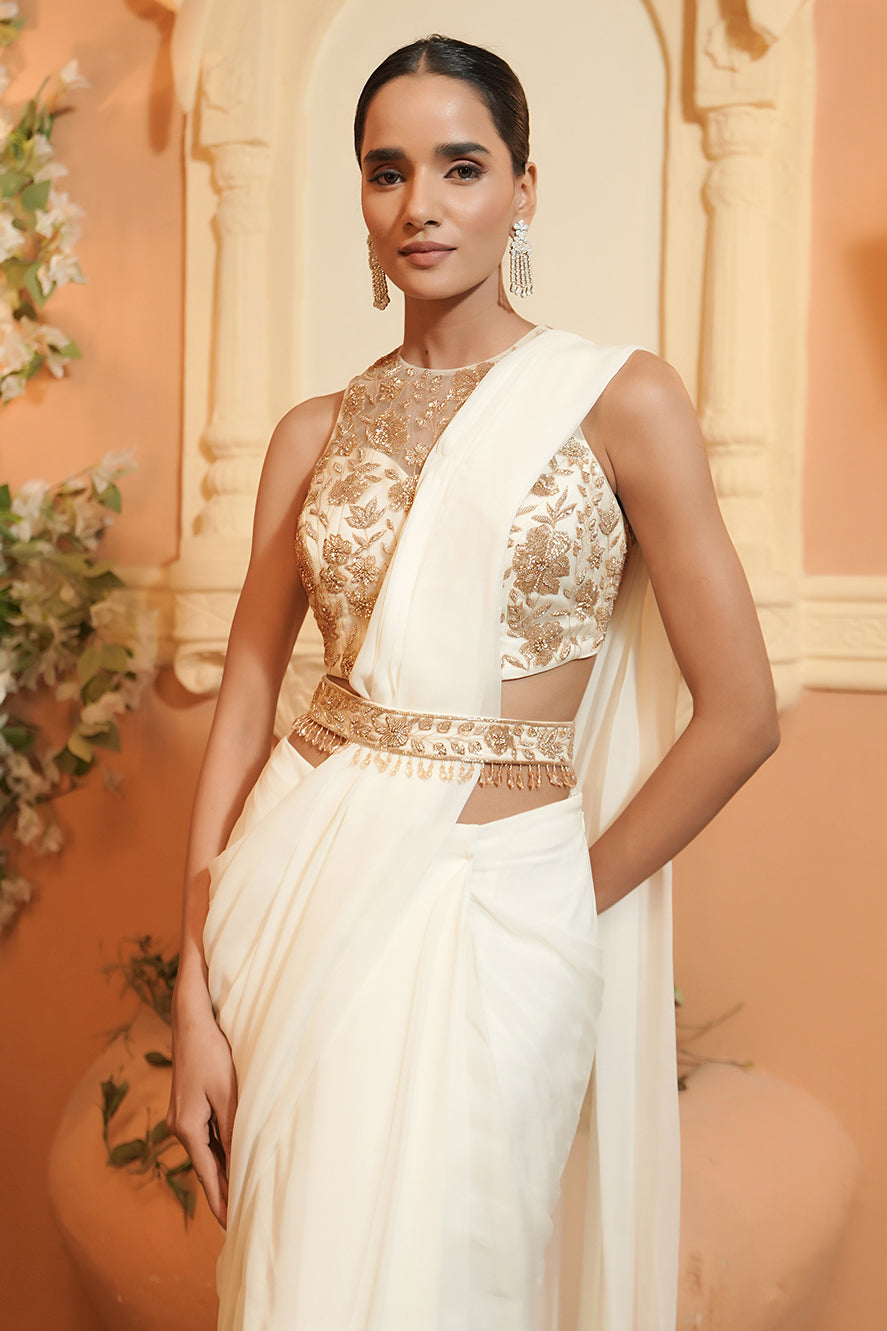 IVORY DRAPE SAREE