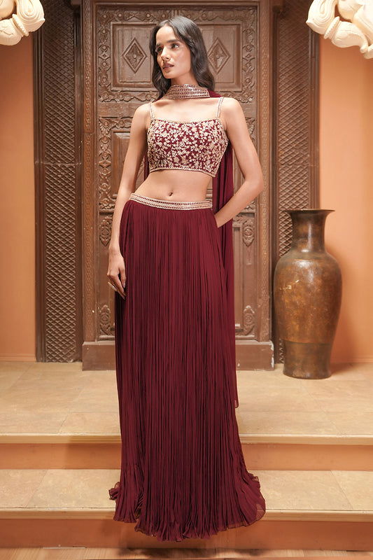 MAROON  SKIRT SET