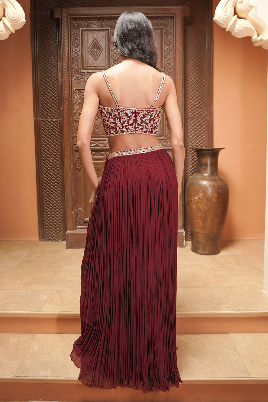 MAROON  SKIRT SET
