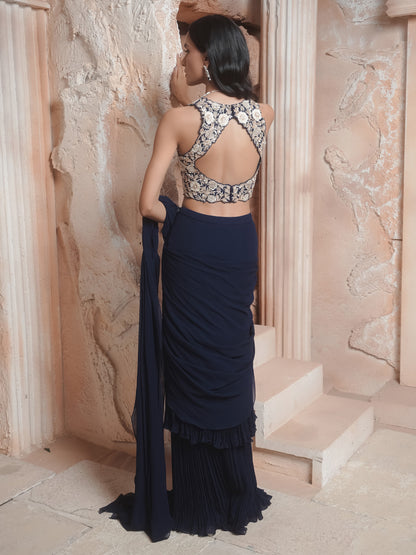 NAVY DRAPE SAREE