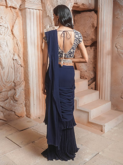 NAVY DRAPE SAREE