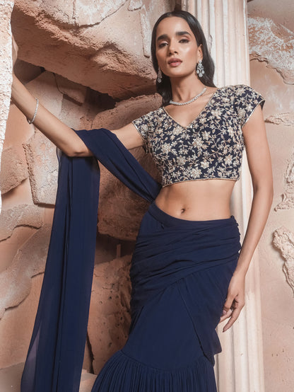 NAVY DRAPE SAREE