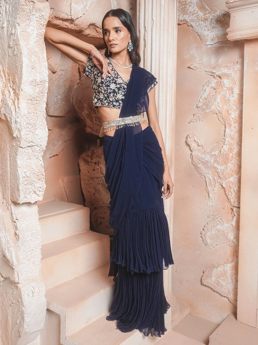NAVY DRAPE SAREE