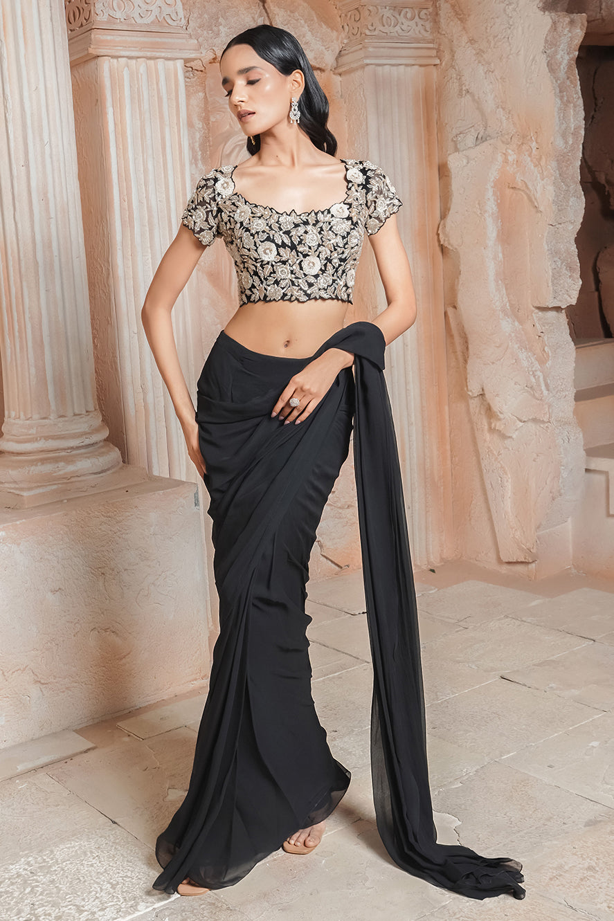 BLACK DRAPE SAREE