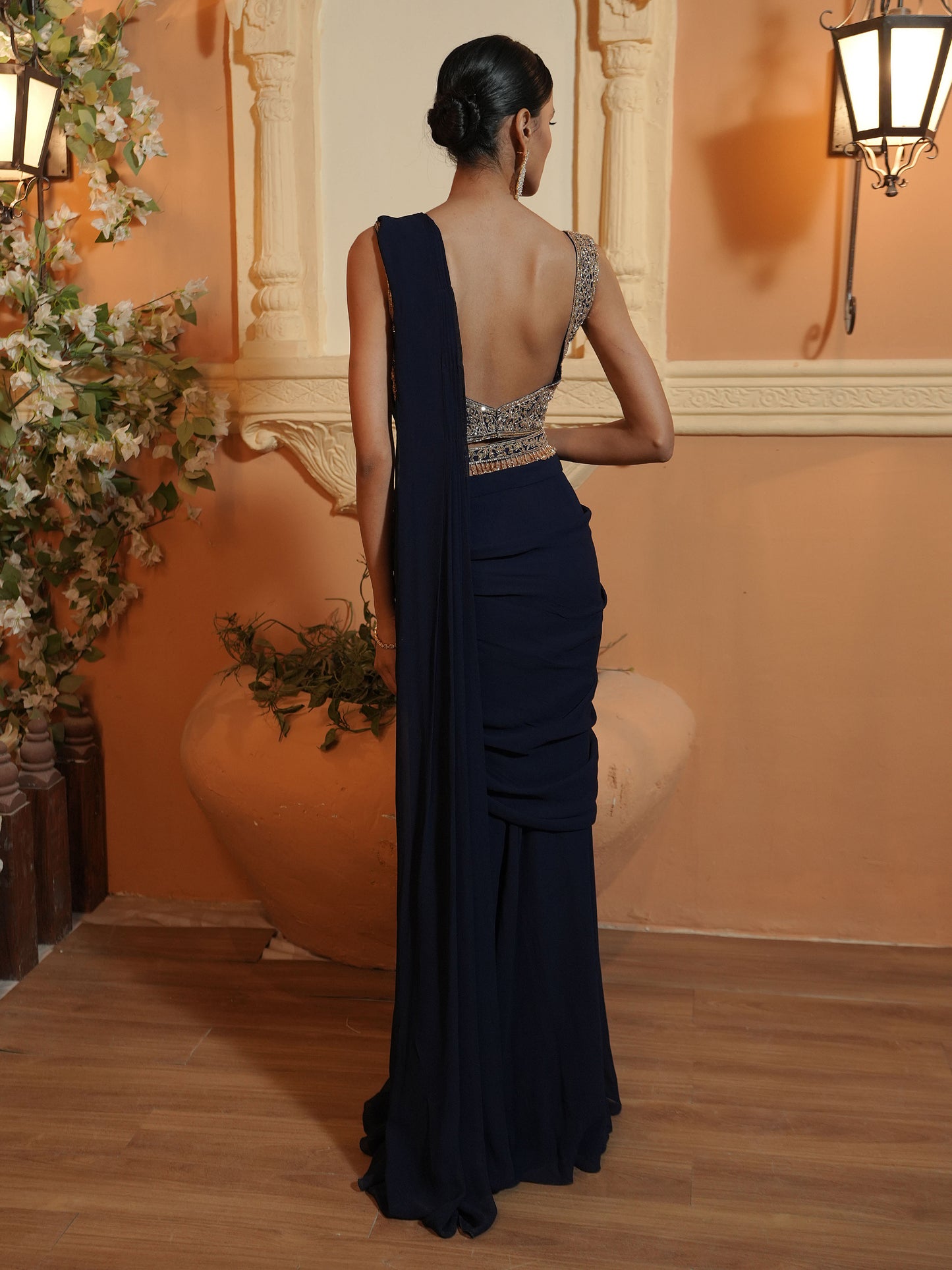 NAVY DRAPE SAREE