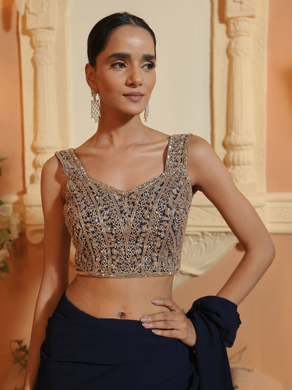 NAVY DRAPE SAREE