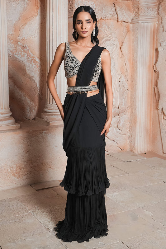 BLACK DRAPE SAREE