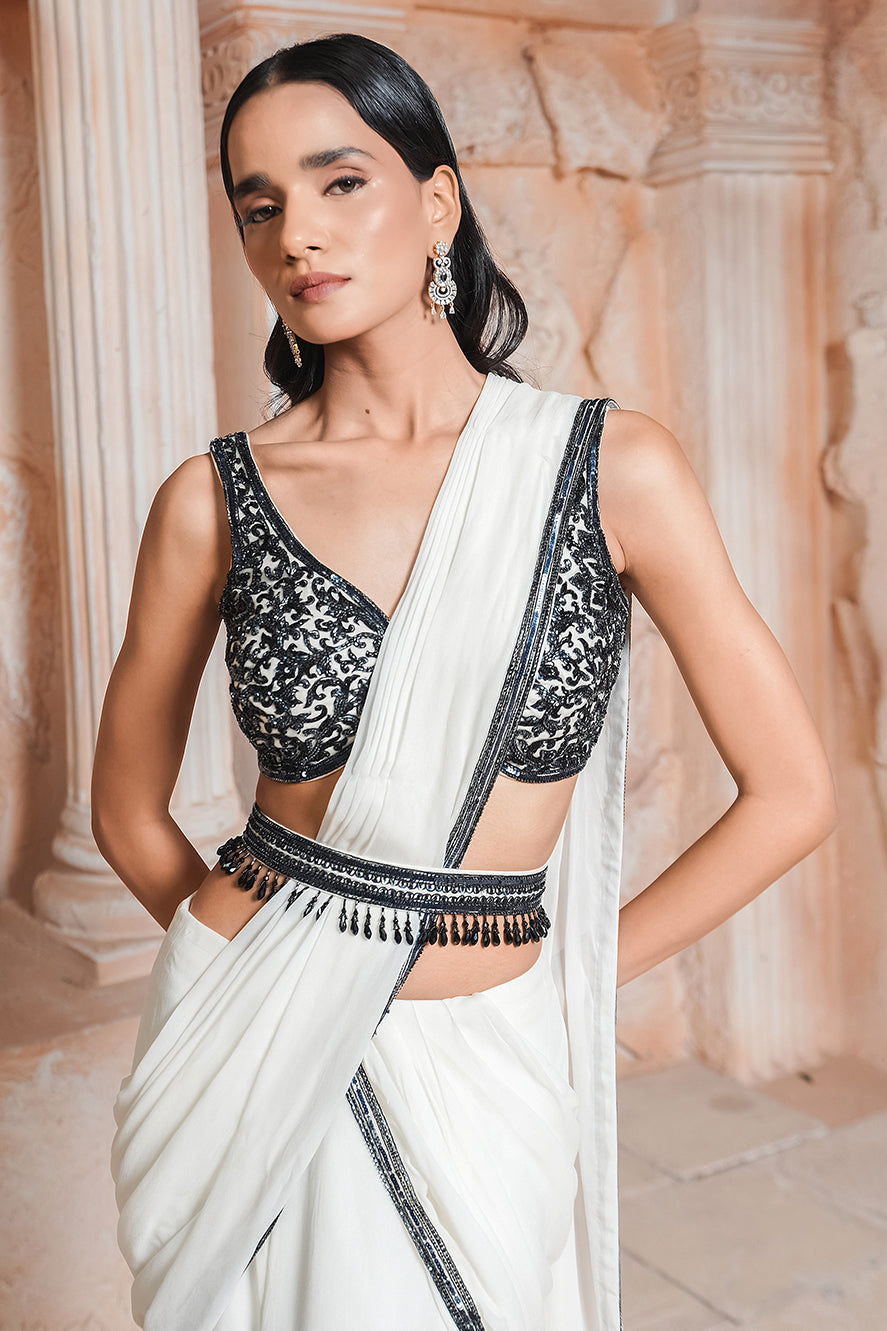 IVORY DRAPE SAREE