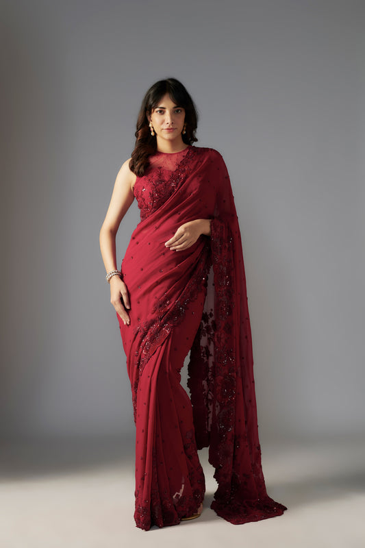 MAROON SAREE