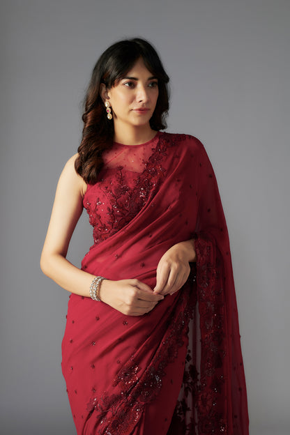 MAROON SAREE