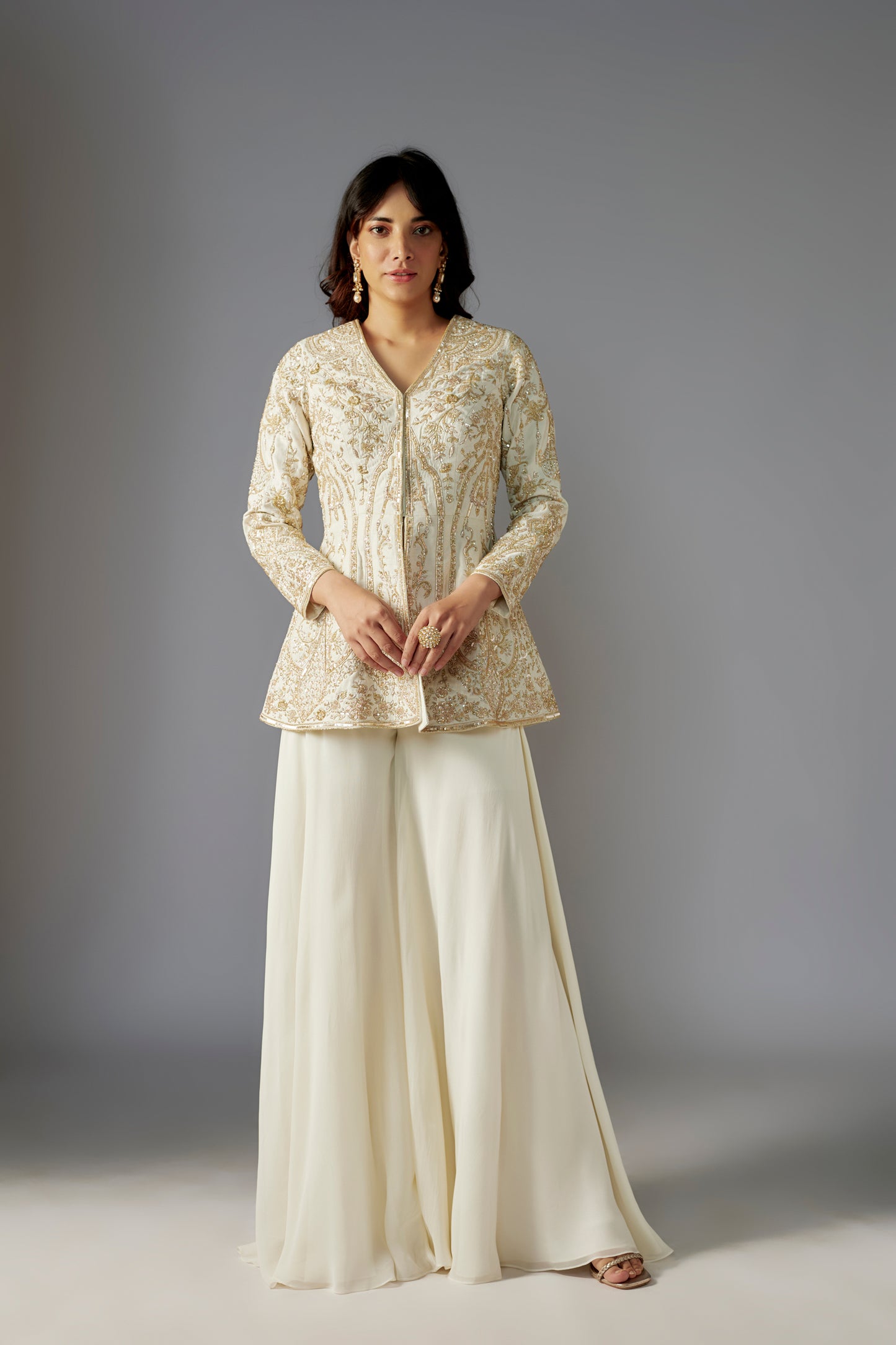 IVORY SHARARA SET