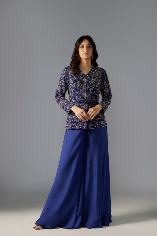 NAVY SHARARA SET