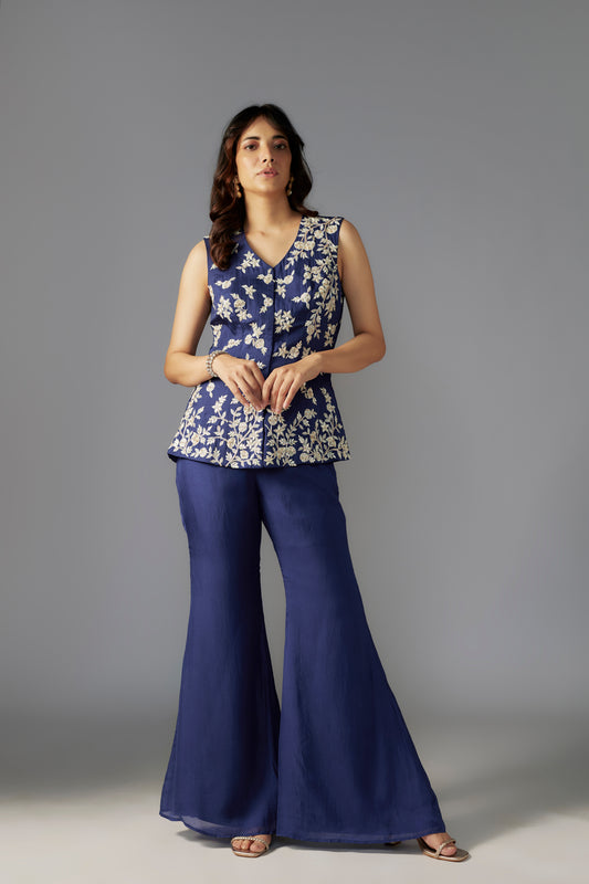 NAVY SHARARA SET