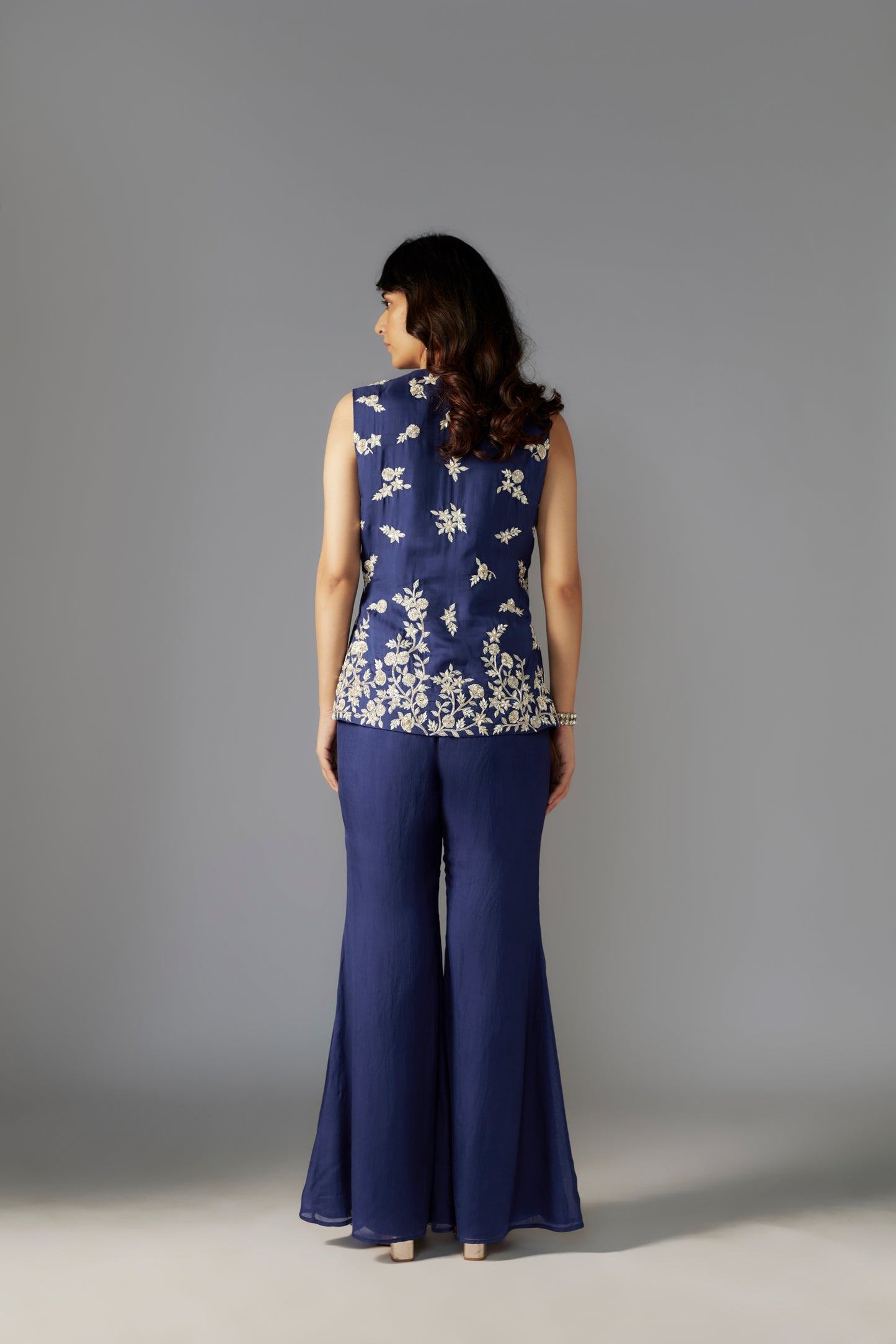 NAVY SHARARA SET