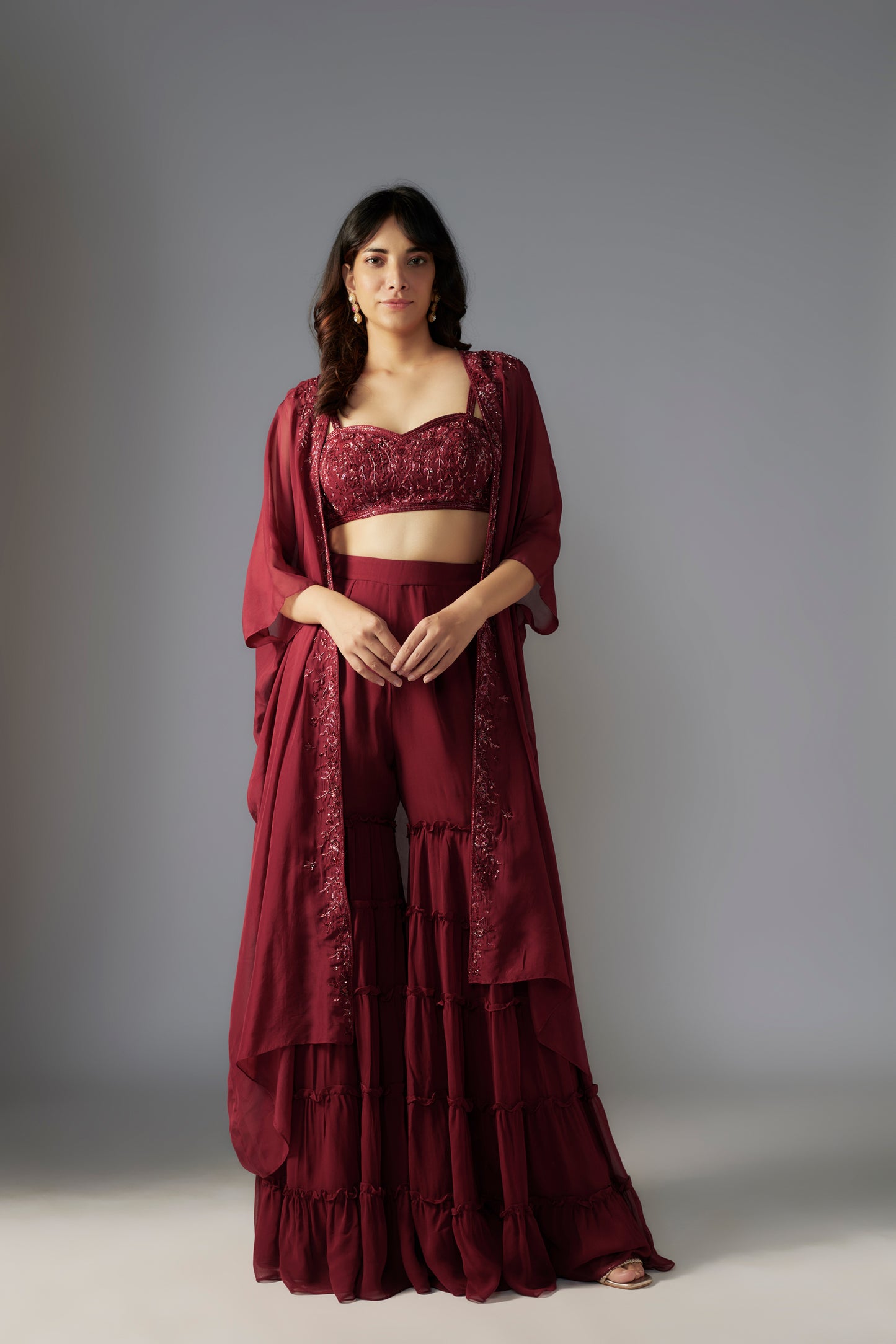 MAROON SHARARA SET