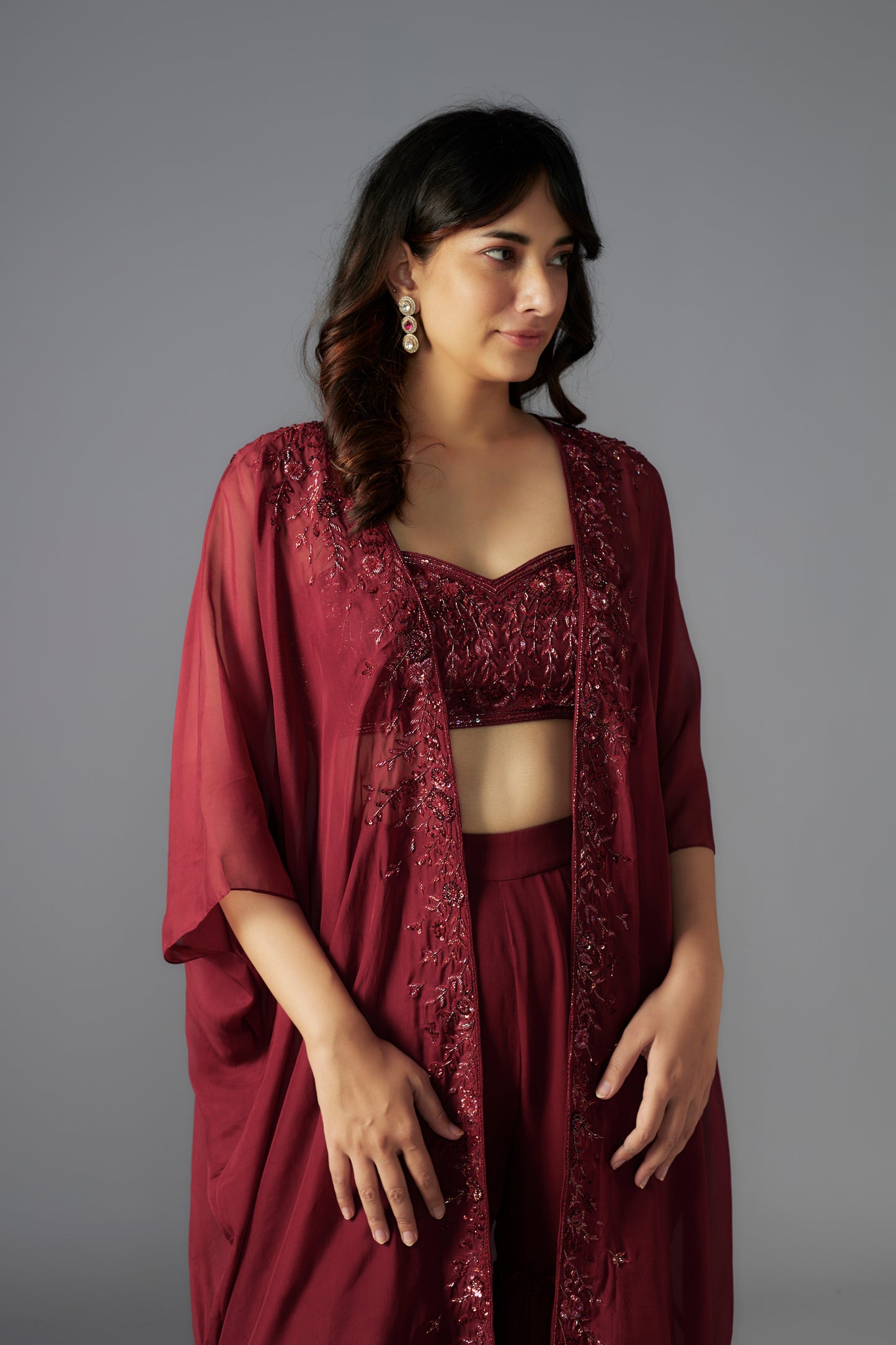 MAROON SHARARA SET