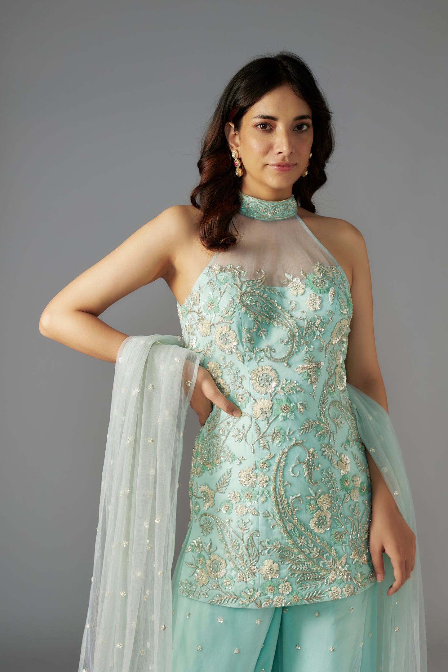 BLUE SHARARA SET