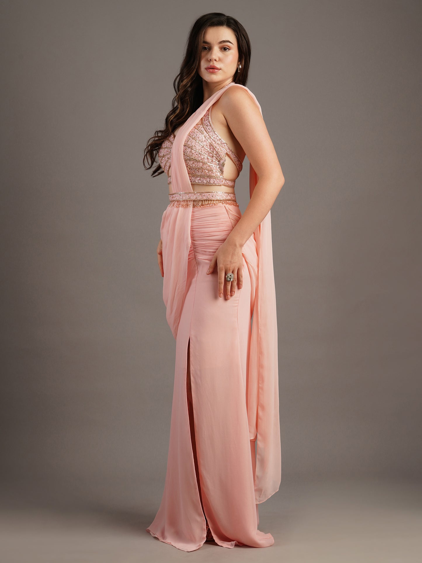 PINK DRAPED SAREE