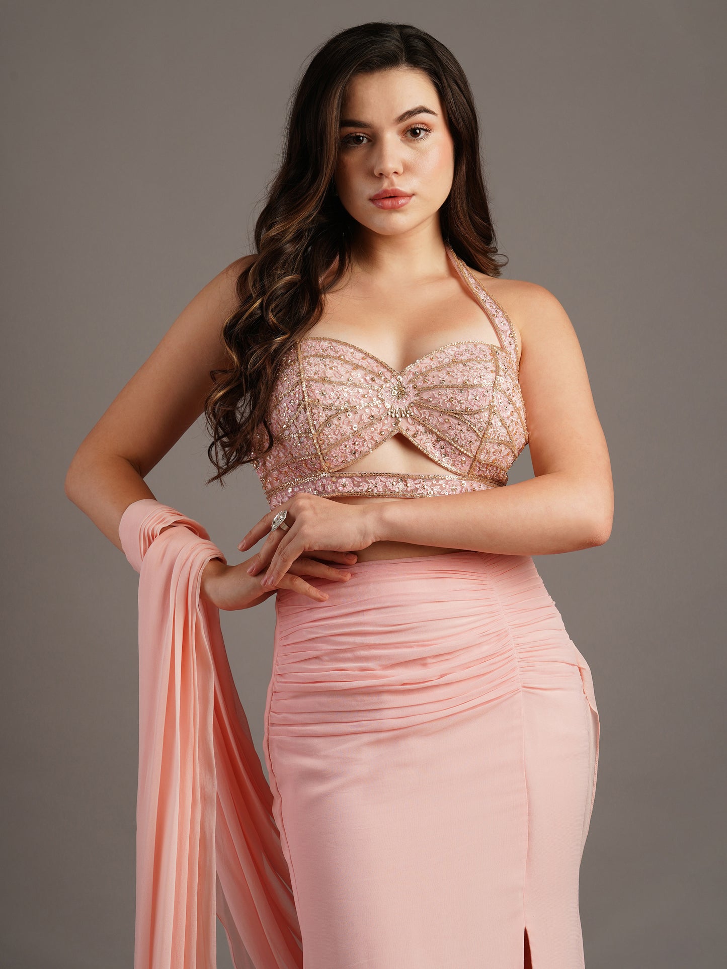 PINK DRAPED SAREE