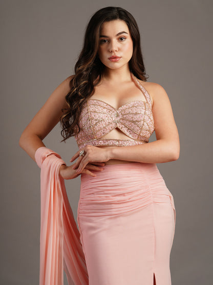 PINK DRAPED SAREE