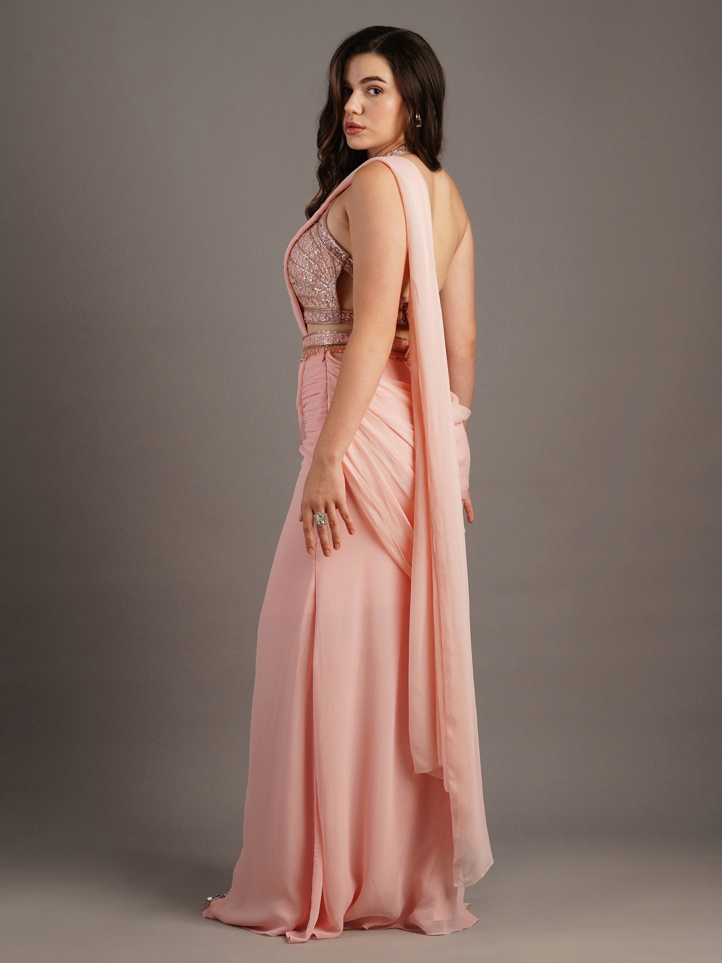 PINK DRAPED SAREE