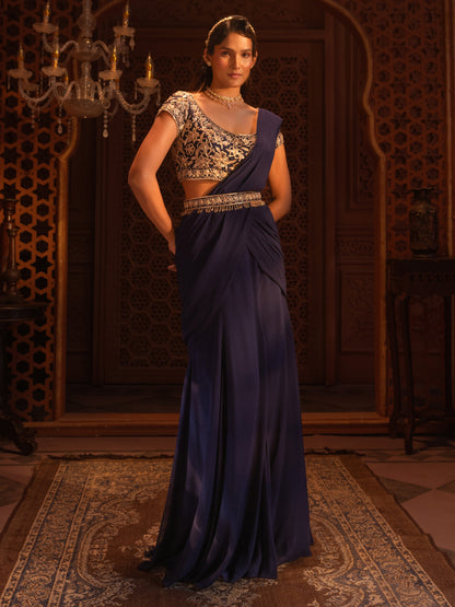 NAVY DRAPE SAREE