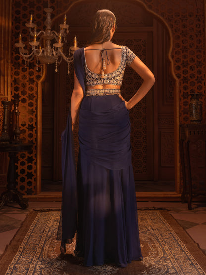 NAVY DRAPE SAREE