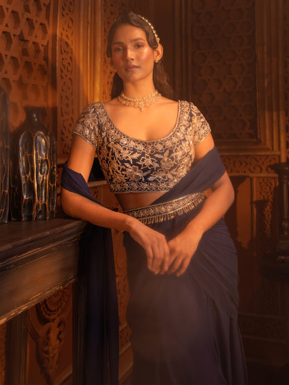 NAVY DRAPE SAREE
