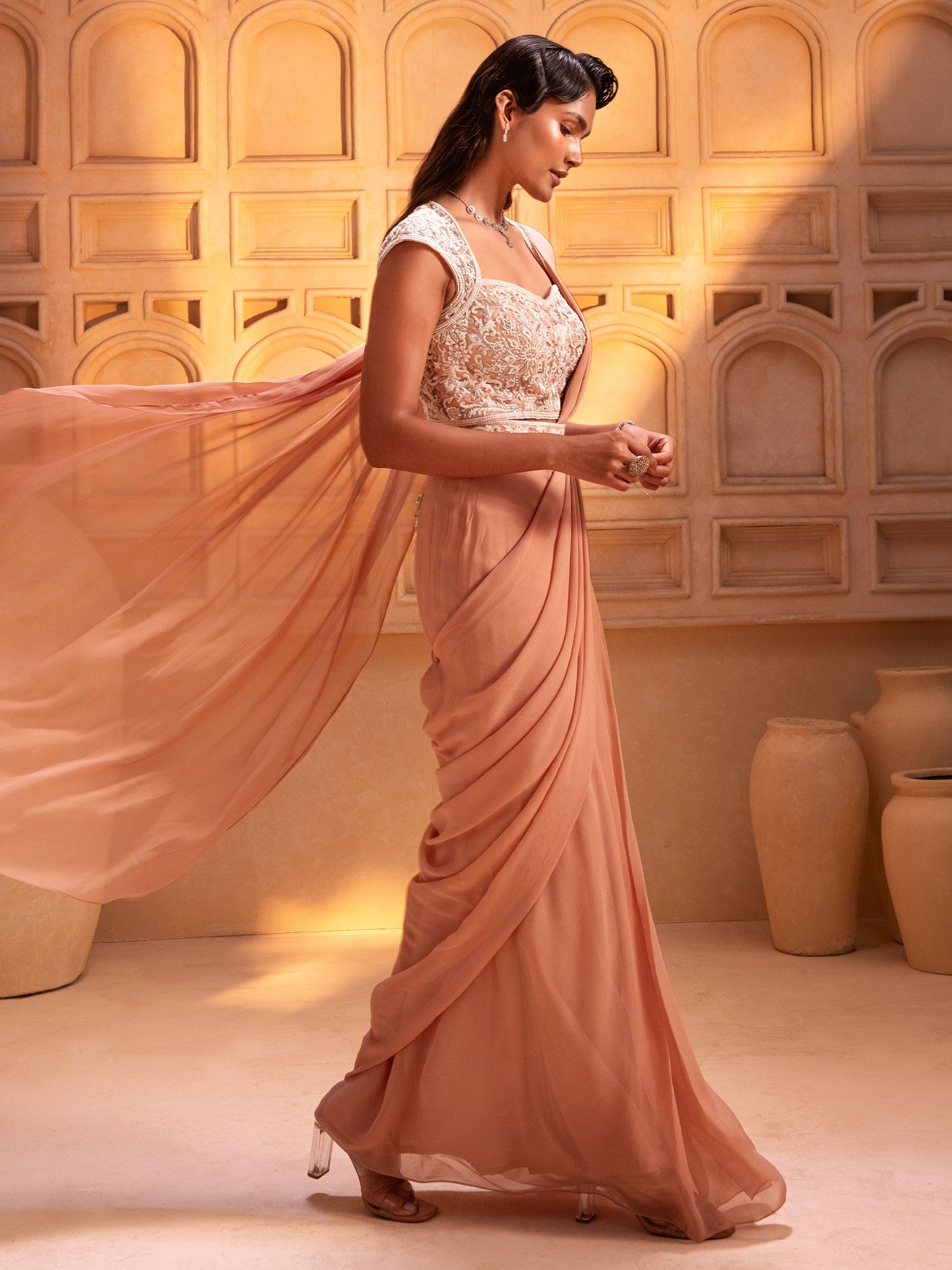 NUDE DRAPE SAREE