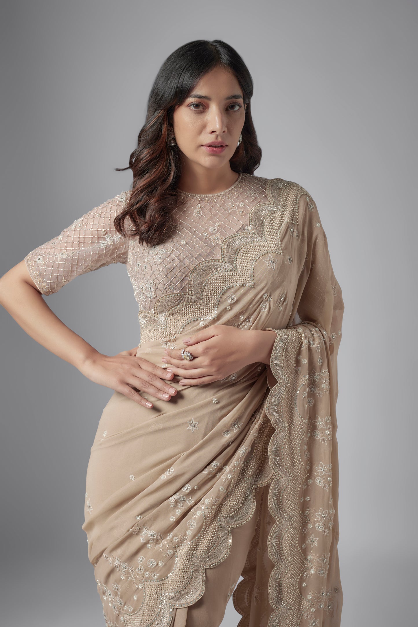 BEIGE SAREE