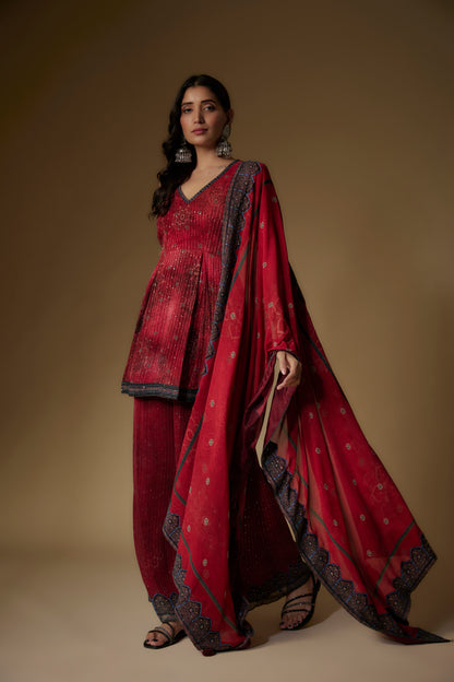 MAROON SHARARA SET