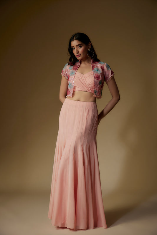 PEACH SKIRT SET