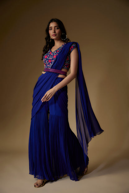 BLUE SHARARA SET