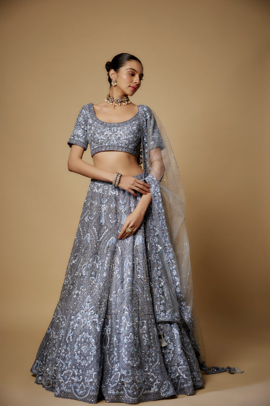 GREY LEHENGA SET