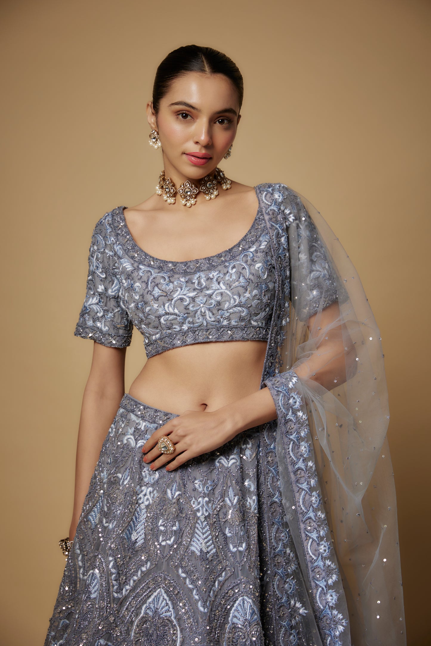 GREY LEHENGA SET